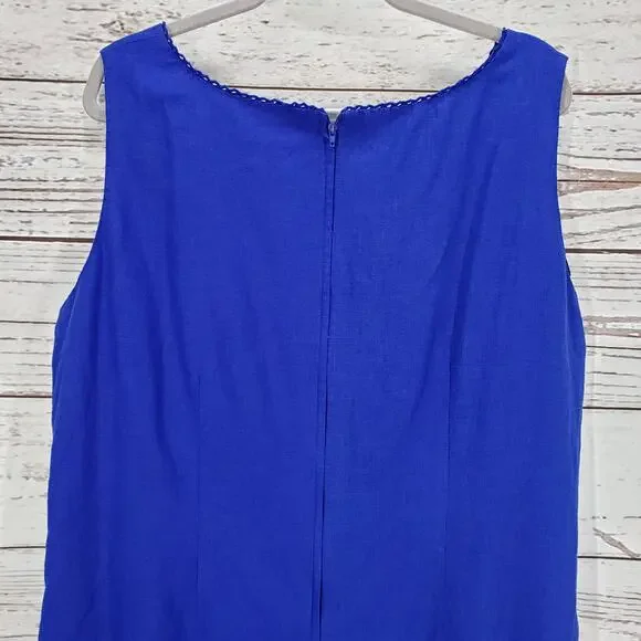 Sag Harbor Women's Blue Linen Blend Embroidered Maxi Dress Size 18W - Picture 12 of 14